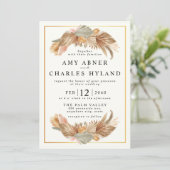 Invitation Elégant Mariage de cadre en laiton Boho Rose Or Pa (Debout devant)