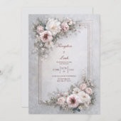 Invitation Élégant Mariage de cadre floral (Devant / Derrière)