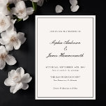 Invitation Élégant Mariage de cadre noir crème de calligraphi<br><div class="desc">Elégant,  formel et classe modèle avec typographie de script de calligraphie pour les noms du couple,  arrière - plan blanc crème,  cadre élégant sur le devant et un dossier noir. Customisez-le avec vos propres informations de mariage.</div>