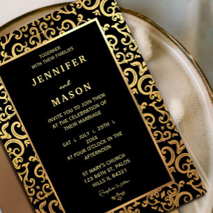 Invitation Élégant Mariage de cadre or