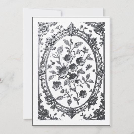 Invitation Élégant Mariage de cadre orné argent (Dos)