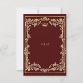 Invitation Elégant Mariage de cadre orné or et bordeaux (Dos)