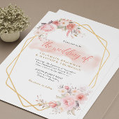 Invitation Élégant Mariage de cadre rose floral