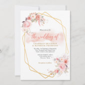 Invitation Élégant Mariage de cadre rose floral (Devant)