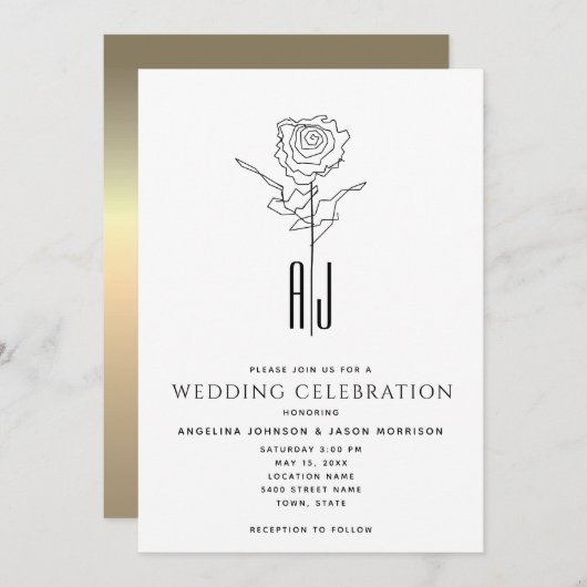 Invitation Élégant Mariage de calligraphie (Devant / Derrière)