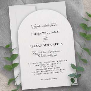 Invitation Élégant Mariage de calligraphie Arche noir blanc