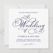 Invitation Élégant Mariage de calligraphie bleu marine (Devant)