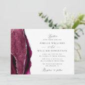 Invitation élégant mariage de calligraphie bordeaux et argent (Debout devant)