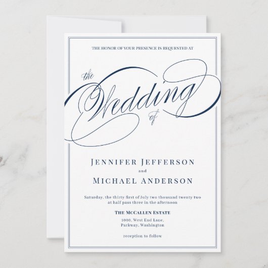 Invitation Élégant Mariage de calligraphie classique de la ma (Devant)