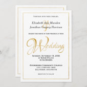 Invitation Élégant Mariage de calligraphie de script d'or for (Devant / Derrière)