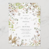 Invitation Élégant Mariage de calligraphie Fleur sauvage (Devant / Derrière)