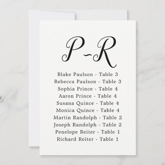 Invitation Élégant Mariage de calligraphie Invité par Nom P-R (Devant)