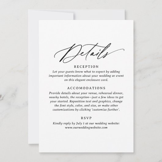 Invitation Élégant Mariage de calligraphie moderne tout en un (Dos)