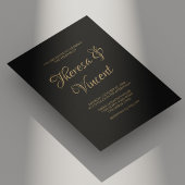 Invitation Élégant Mariage de calligraphie noir et or