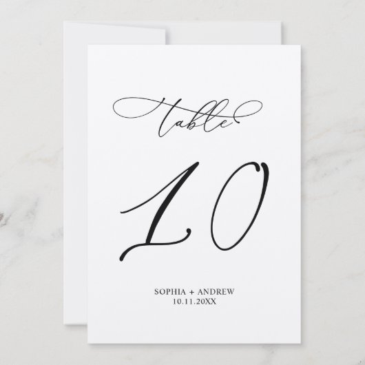 Invitation Élégant Mariage de calligraphie Numéro de tableau  (Dos)
