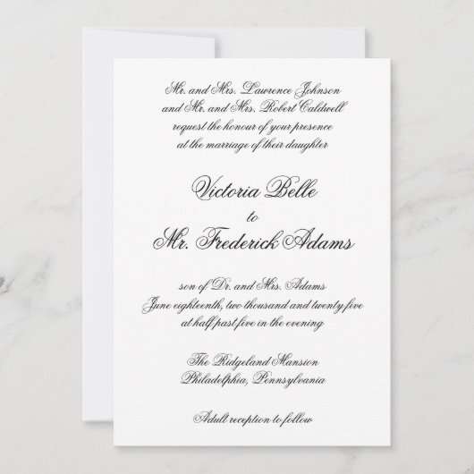 Invitation Élégant Mariage de calligraphie officielle noir et (Devant)