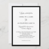 Invitation Élégant Mariage de calligraphie tout en un noir (Devant)