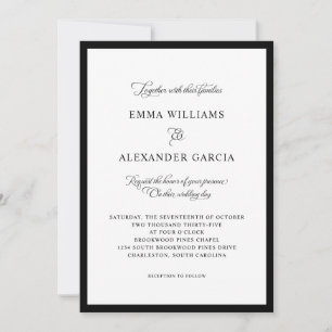Invitation Élégant Mariage de calligraphie tout en un noir