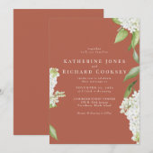 Invitation Élégant Mariage de cannelle d'Hydrangée blanche (Devant / Derrière)
