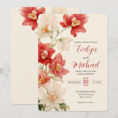 Invitation Élégant Mariage de cattleya rouge orchidées (Devant / Derrière)