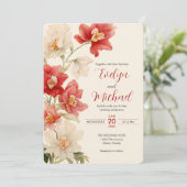 Invitation Élégant Mariage de cattleya rouge orchidées (Debout devant)