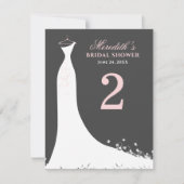 Invitation Élégant Mariage de charbon rose Gown Numéro de tab (Devant)