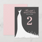 Invitation Élégant Mariage de charbon rose Gown Numéro de tab (Devant / Derrière)