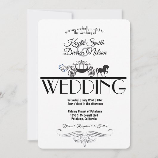 Invitation Élégant Mariage de cheval et de buggy (Devant)