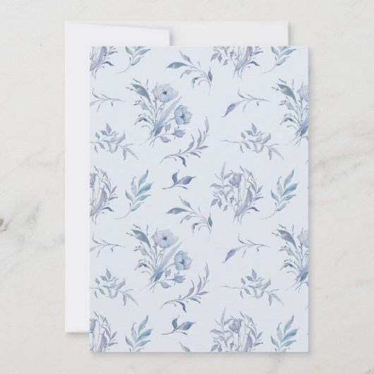 Invitation Élégant Mariage de Chinoiserie Bleu Lumière (Dos)