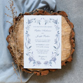 Invitation Élégant Mariage de Chinoiserie Bleu Lumière