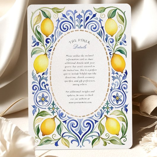 Invitation Élégant Mariage de citron et carrelage bleu médite