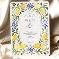 Élégant Mariage de citron et carrelage bleu médite