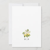 Invitation Elégant Mariage De Citron Méditerranéen Enregistre (Dos)