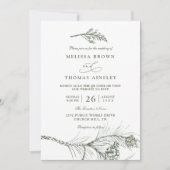 Invitation Élégant mariage de code QR de branche de pin rusti (Devant)