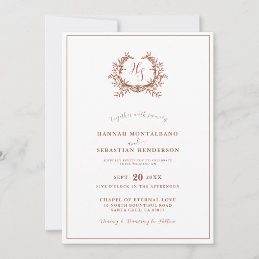 Invitation Élégant Mariage de code QR de monogramme en terre  (Devant)