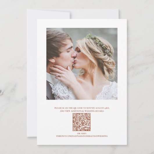 Invitation Élégant Mariage de code QR de monogramme en terre (Dos)