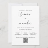 Invitation Élégant Mariage de code QR de police d'écriture mo (Devant)