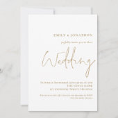 Invitation Élégant Mariage de code QR de script Gold (Devant)