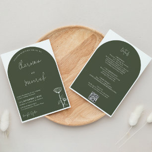 Invitation Élégant Mariage de code QR du budget écologique Sa
