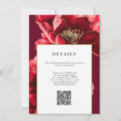 Invitation Élégant Mariage de code QR floral Bourgogne et or (Dos)