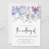 Invitation Élégant Mariage de code QR floral violet (Devant)