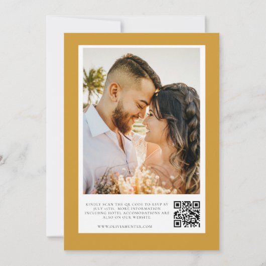 Invitation Élégant Mariage de code QR jaune de la moutarde fl (Dos)