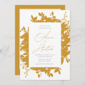 Invitation Élégant Mariage de code QR jaune de la moutarde fl (Devant / Derrière)