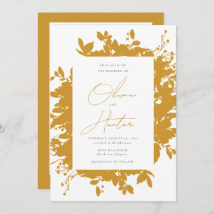 Invitation Élégant Mariage de code QR jaune de la moutarde fl