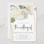 Invitation Élégant Mariage de code QR Rose blanche (Devant)