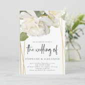 Invitation Élégant Mariage de code QR Rose blanche (Debout devant)