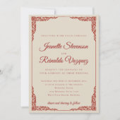 Invitation Élégant Mariage de code QR rouge en rubis monochro (Devant)