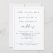 Invitation Élégant Mariage de code QR Script bleu (Devant)