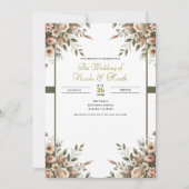 Invitation Élégant Mariage de coin vert et blanc de l'Olivier (Devant)