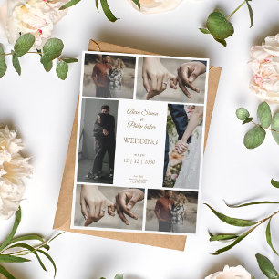 Invitation Élégant mariage de collage photo moderne et minima